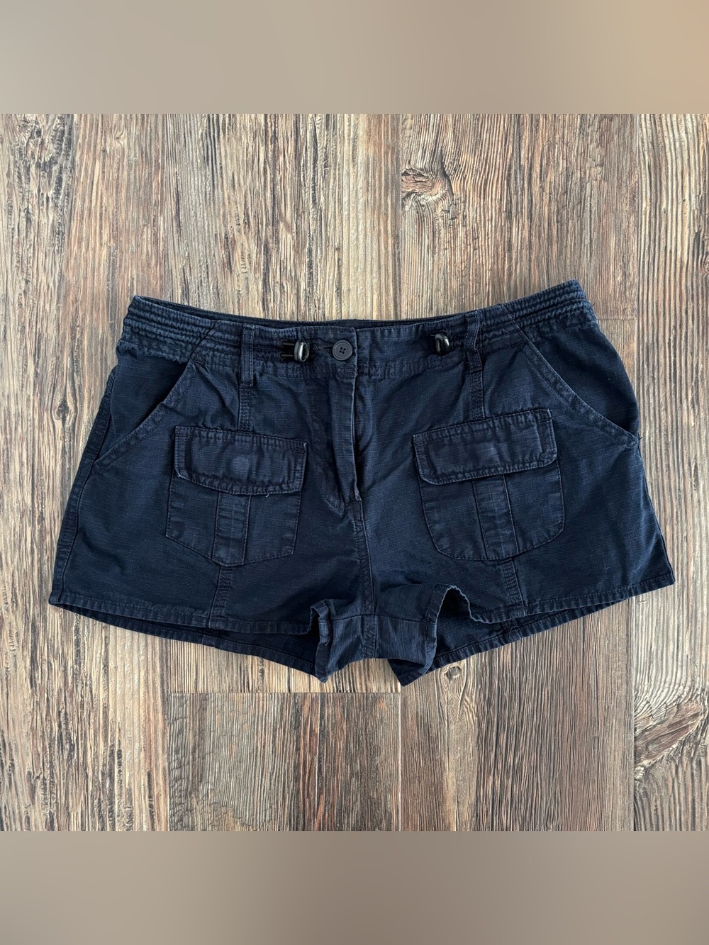 John Galt PacSun Navy Blue Kim Cargo Shorts Womens OSFM (23-25” Waist) Drawcord